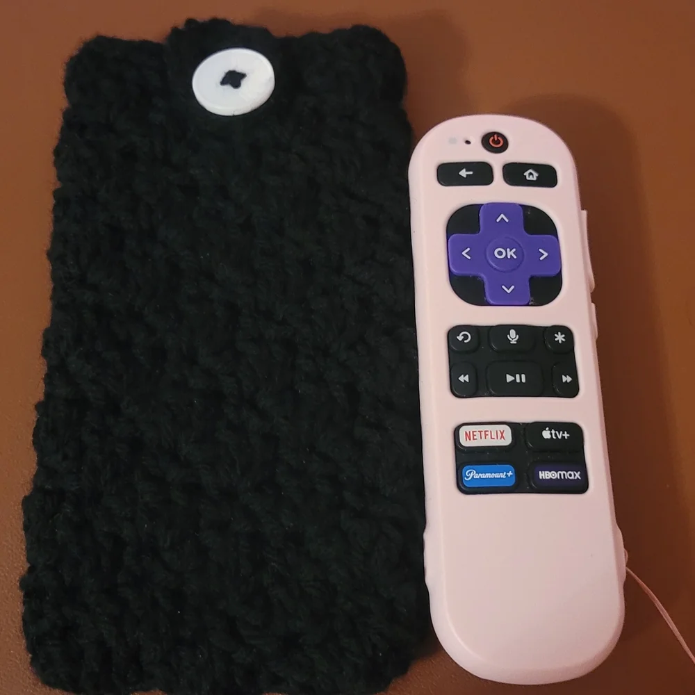 Black Knitted Headband with Button